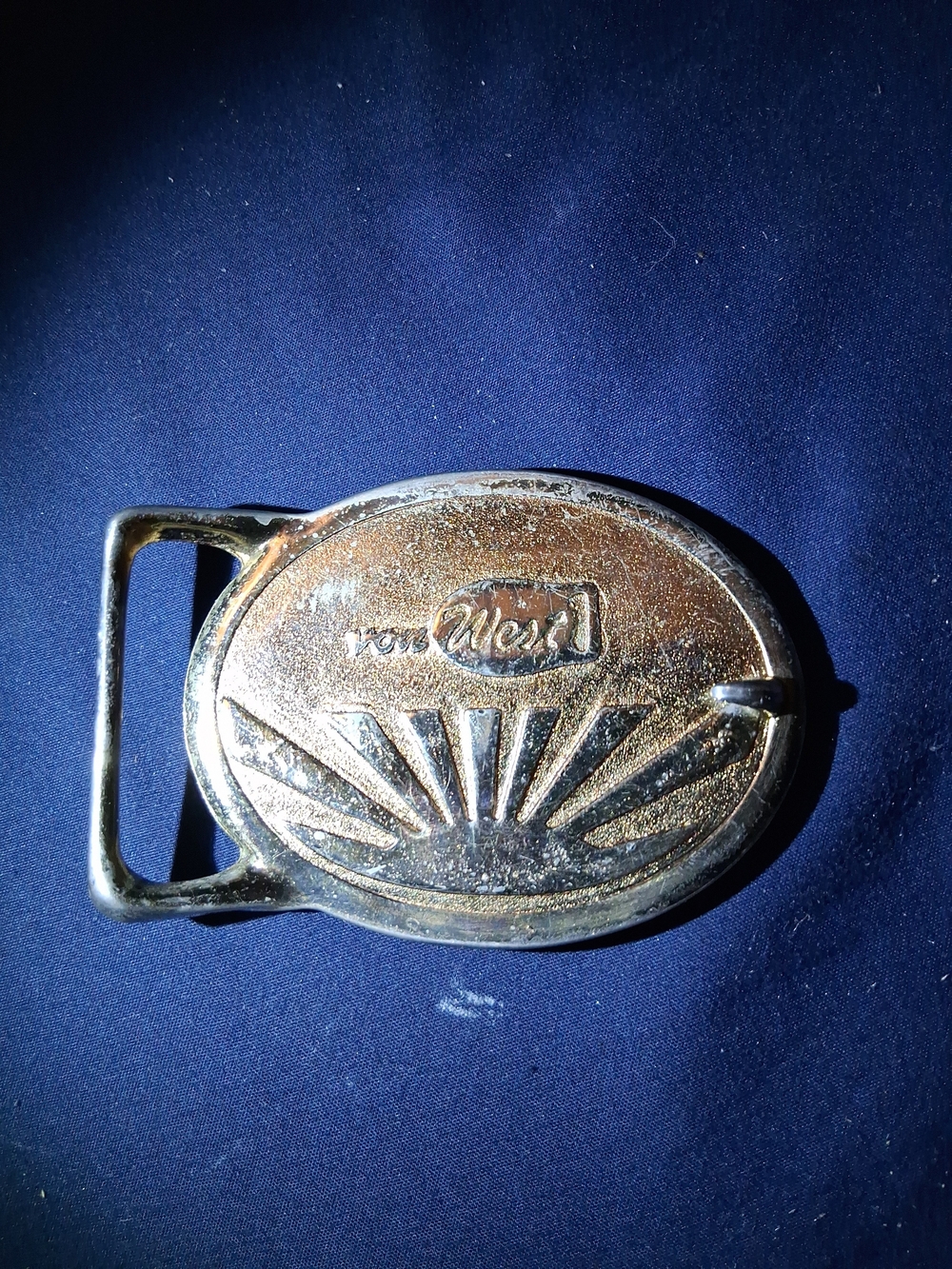 22k Gp Vintage Fly Fishing Themed Belt Buckle.